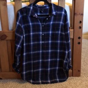 Navy Plaid Gap Top